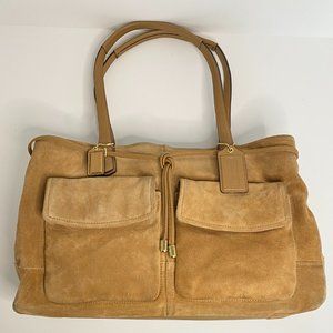 SOLD - Coach Honey Beige Suede Large Bag